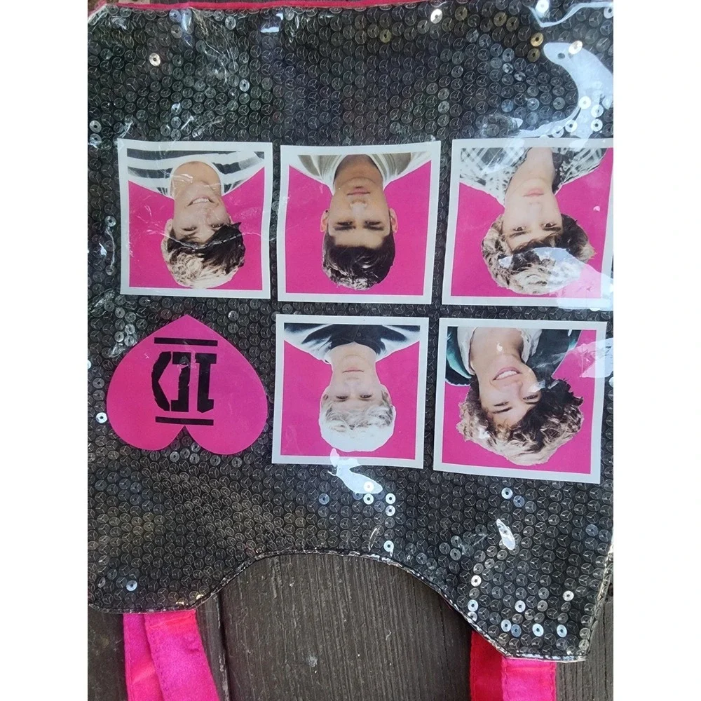 Official One Direction Black Sequin, Hot Pink Handled Tote Bag Rare 2012 1D